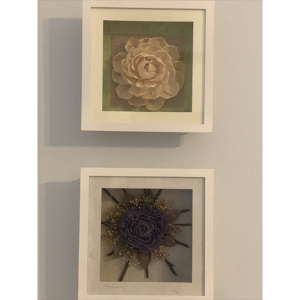 Set Of 2 Flower Shadow Box Wall Decoration